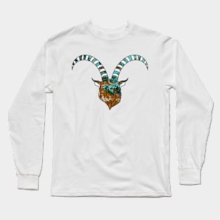 Glitchcore Goat Design Glitch Art Long Sleeve T-Shirt
